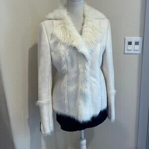 Bebe white faux fur jacket.